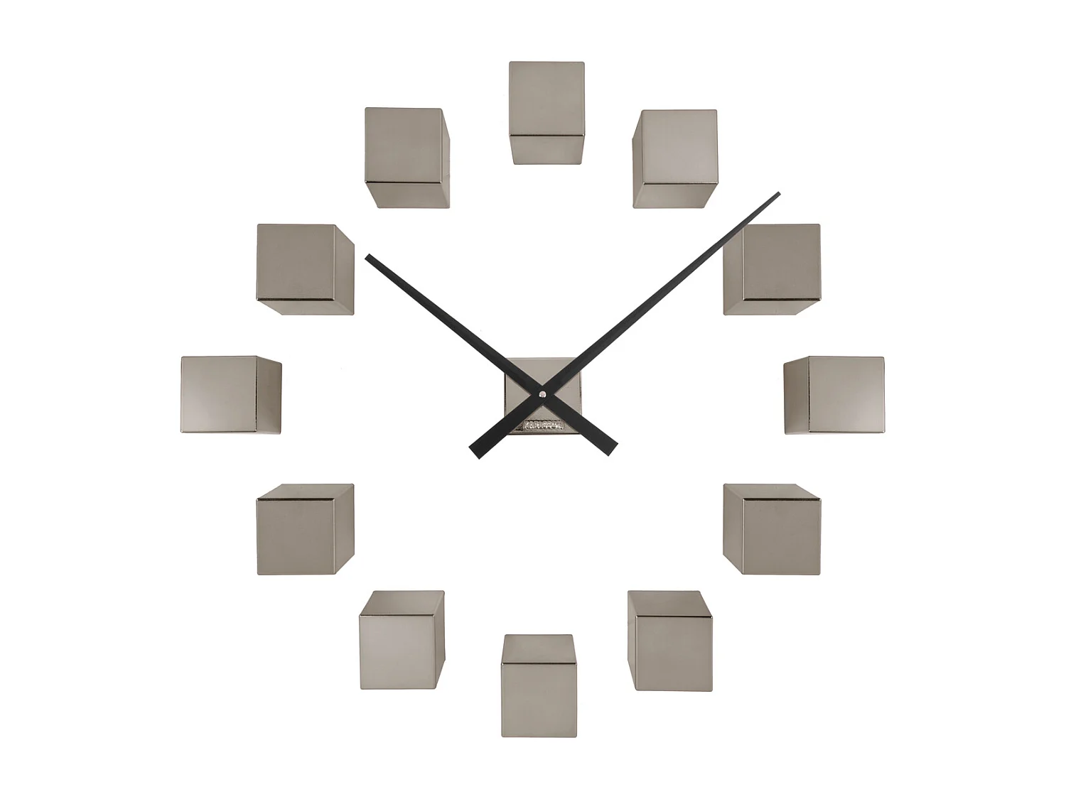 Horloge murale DIY Cubic Metallic - Gris foncé métallisé - Ø40cm