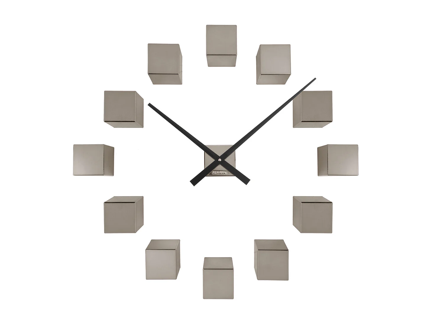 Horloge murale DIY Cubic Metallic - Gris foncé métallisé - Ø40cm