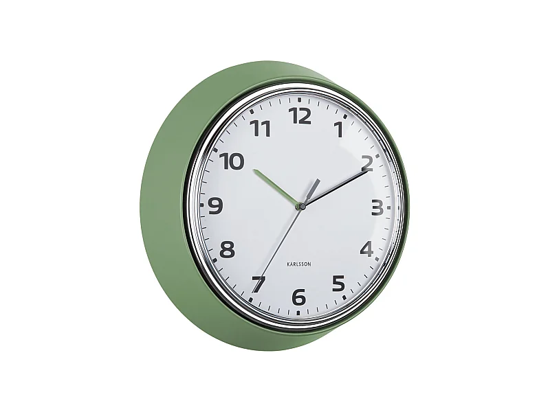 Horloge murale Moderne Rétro - Vert jungle - Ø34cm