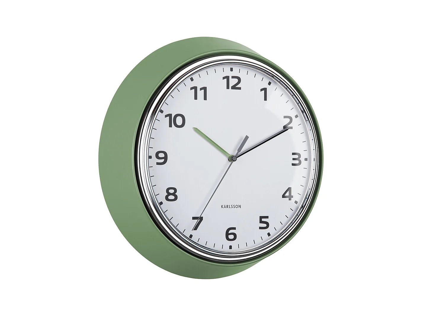 Horloge murale Moderne Rétro - Vert jungle - Ø34cm