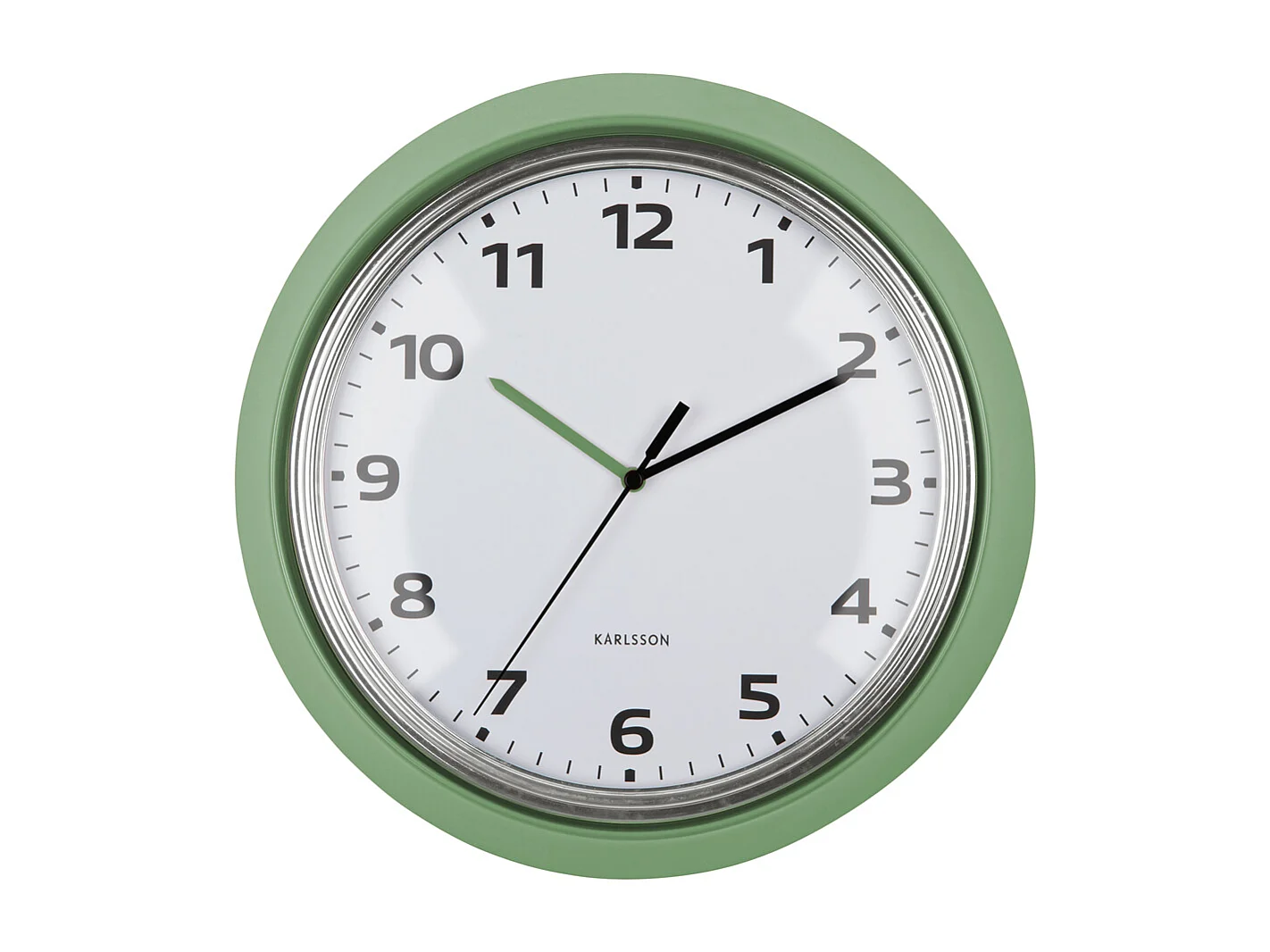 Horloge murale Moderne Rétro - Vert jungle - Ø34cm