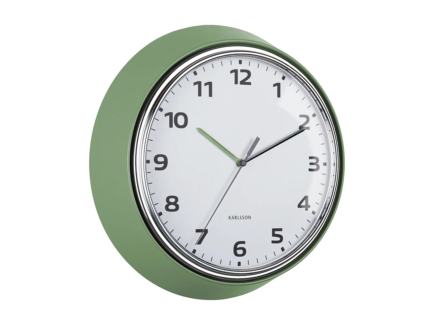Horloge murale Moderne Rétro - Vert jungle - Ø34cm