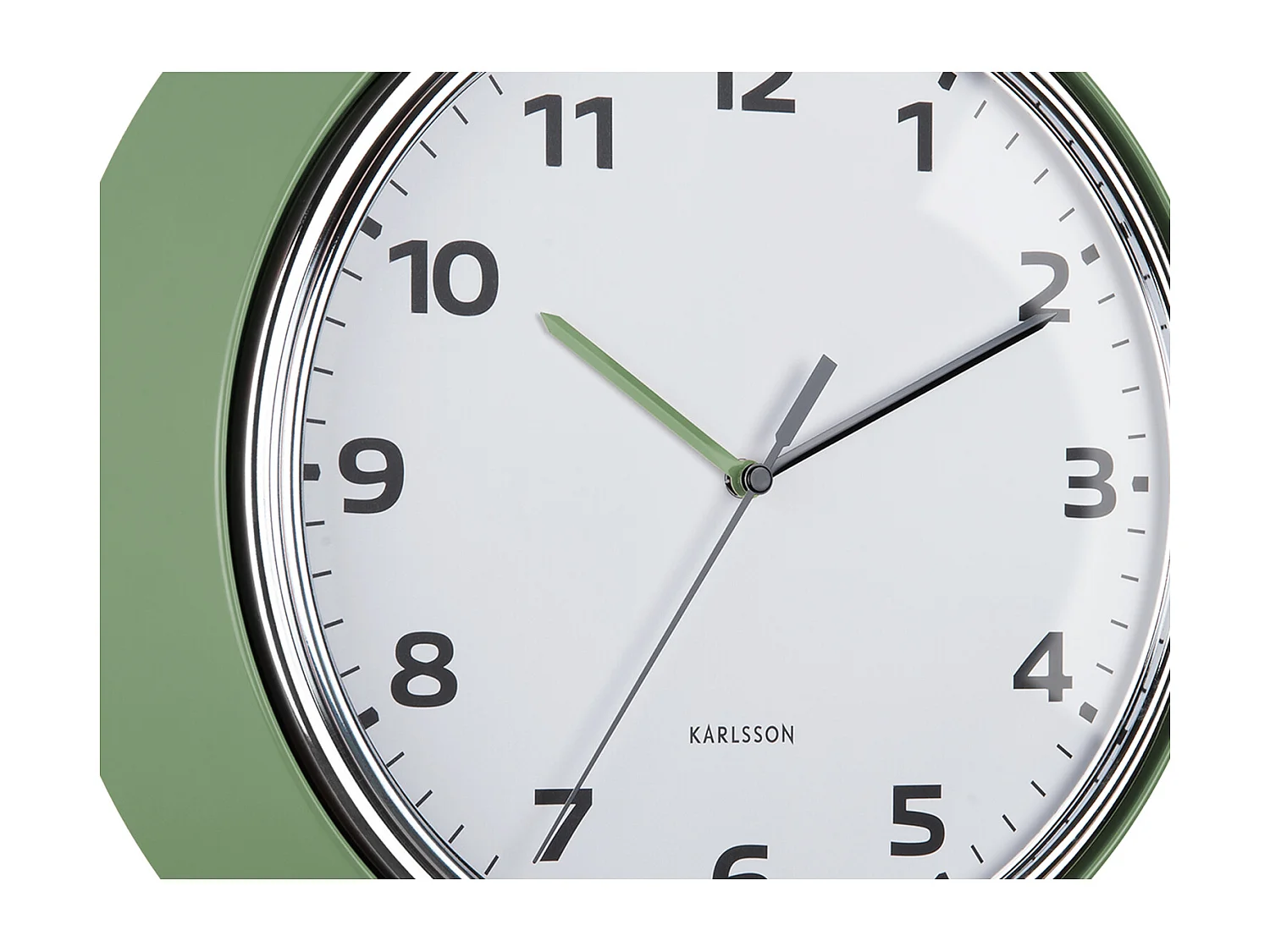 Horloge murale Moderne Rétro - Vert jungle - Ø34cm