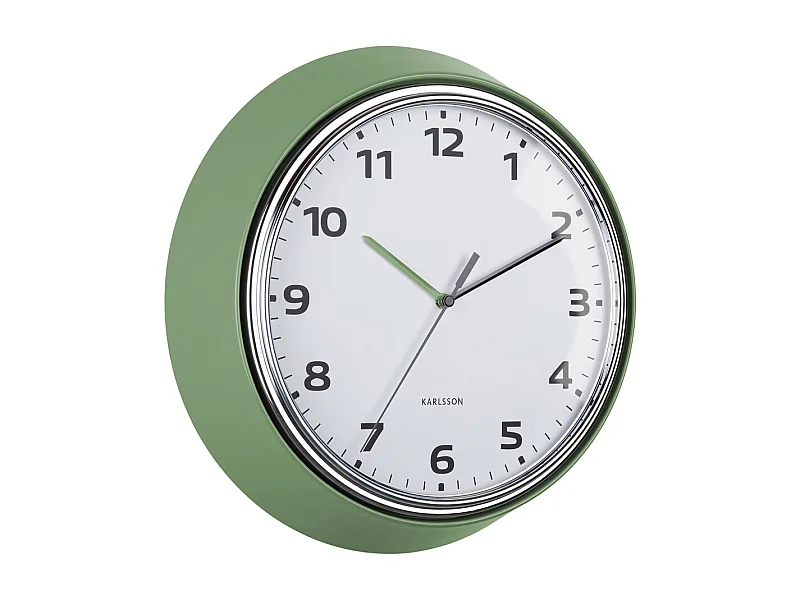 Horloge murale Moderne Rétro - Vert jungle - Ø34cm