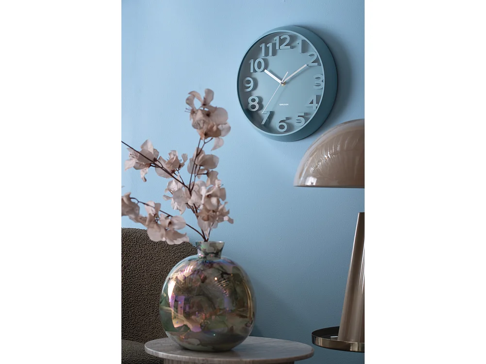 Horloge murale Elevated Classic Numbers - Bleu brumeux - Ø33,5 cm