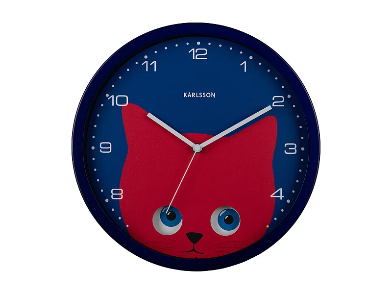 Reloj de pared Peekaboo Cat - Azul oscuro - Ø30,8cm