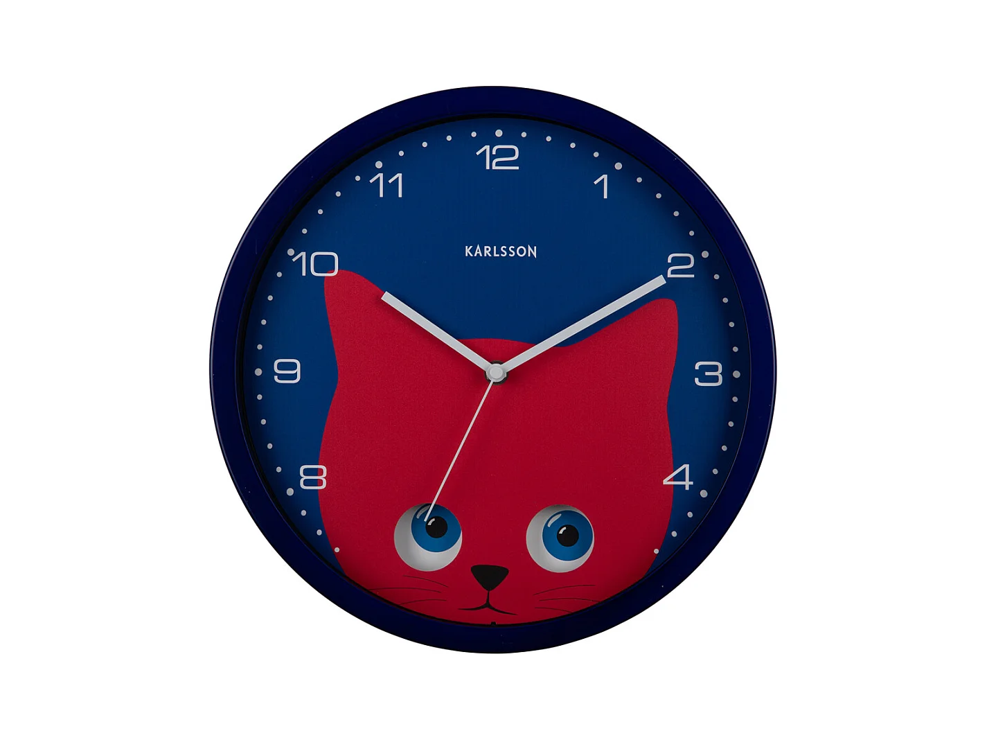 Horloge murale Peekaboo Cat - Bleu foncé - Ø30,8cm