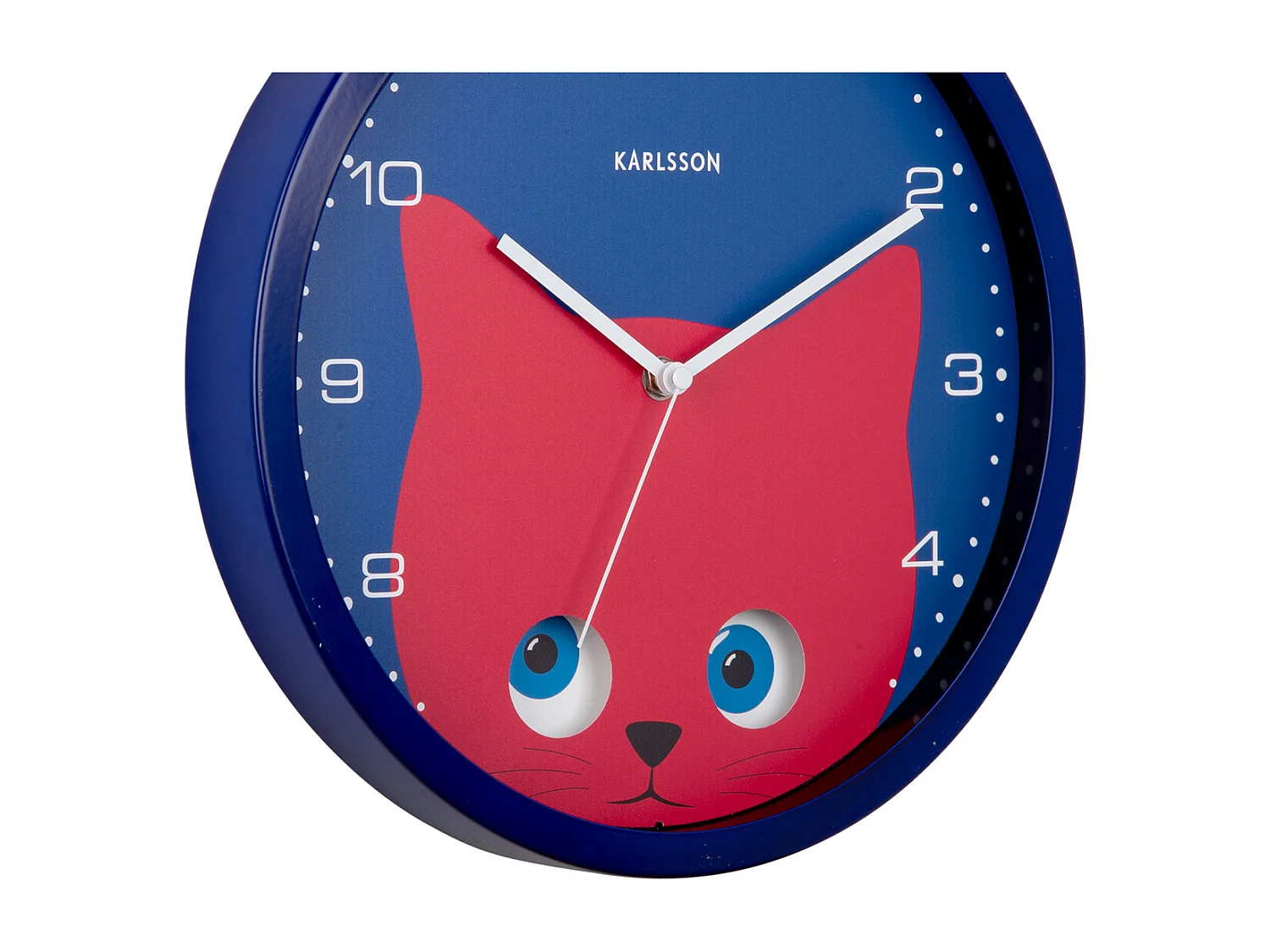 Horloge murale Peekaboo Cat - Bleu foncé - Ø30,8cm