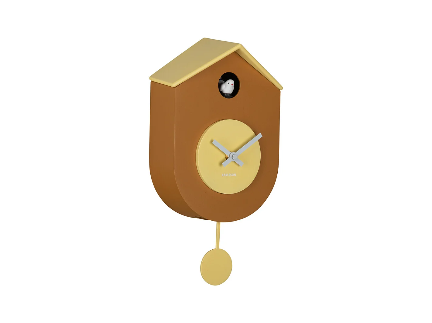 Horloge murale Grato Coucou - Jaune ocre et jaune doux