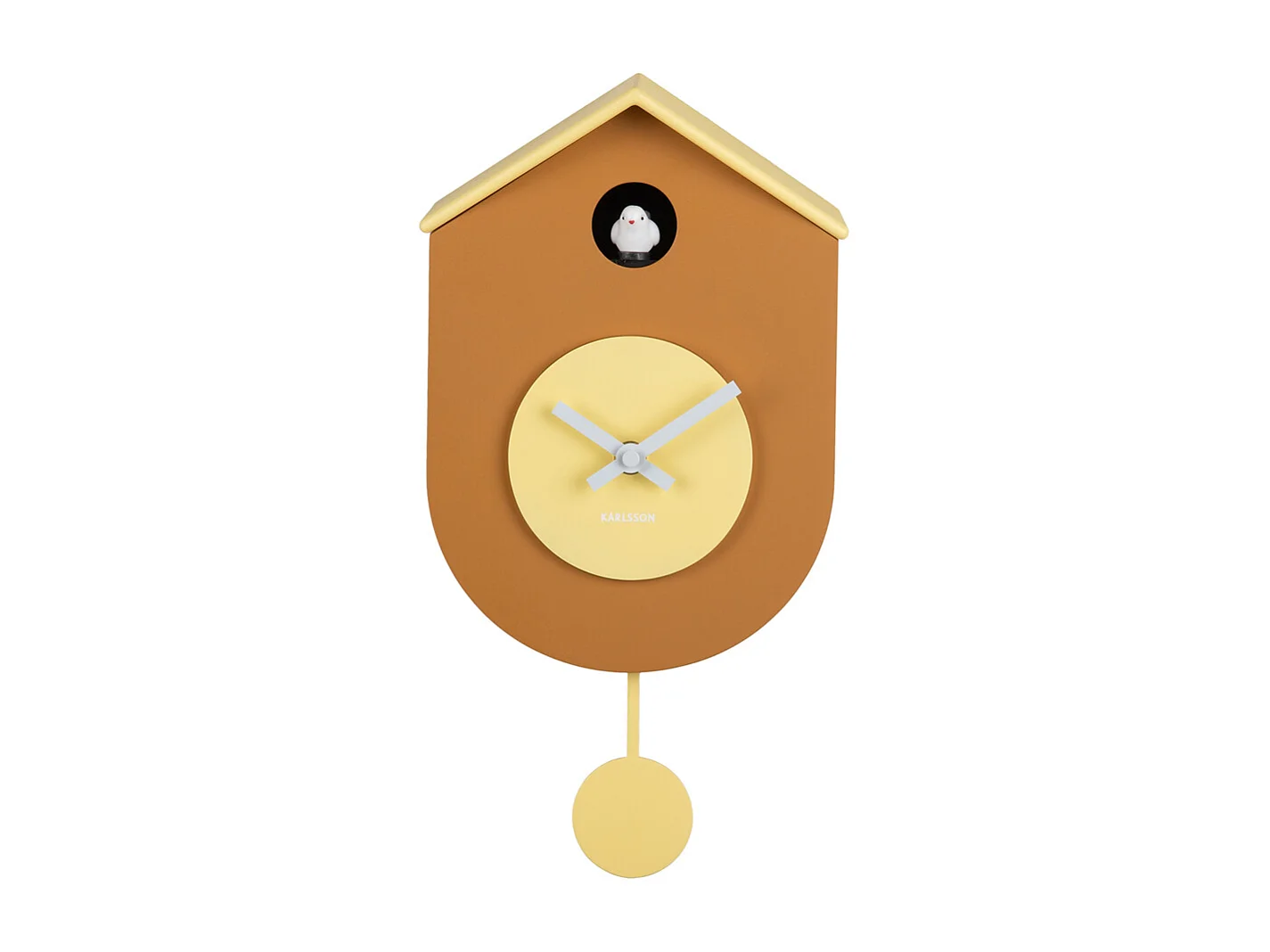 Horloge murale Grato Coucou - Jaune ocre et jaune doux