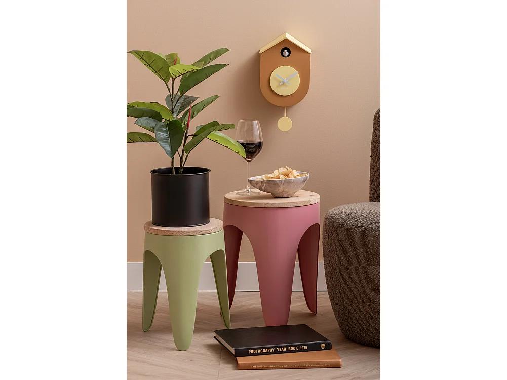 Horloge murale Grato Coucou - Jaune ocre et jaune doux