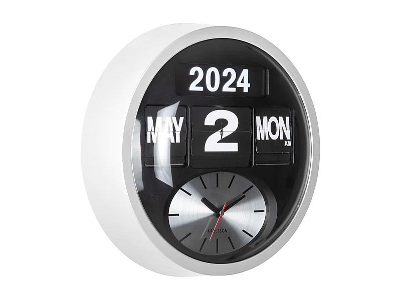 Horloge murale ronde Flip - Blanc - Ø32,6 cm