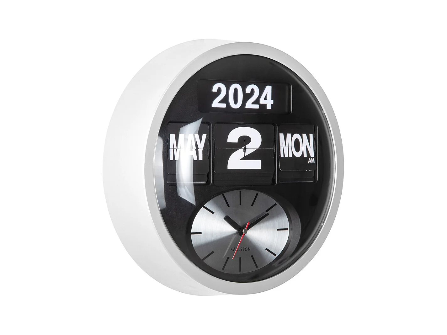 Horloge murale ronde Flip - Blanc - Ø32,6 cm