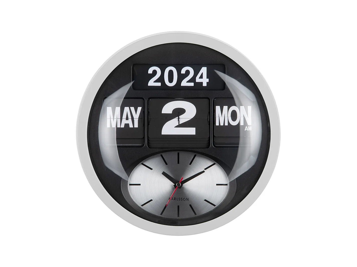 Horloge murale ronde Flip - Blanc - Ø32,6 cm