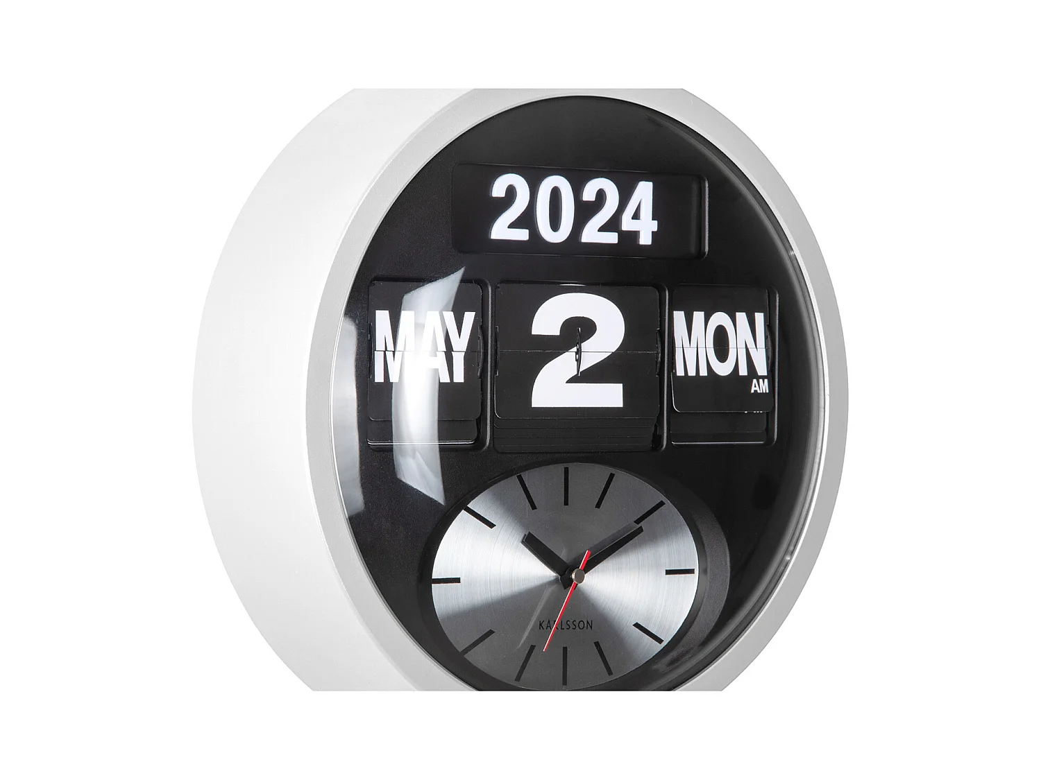 Horloge murale ronde Flip - Blanc - Ø32,6 cm
