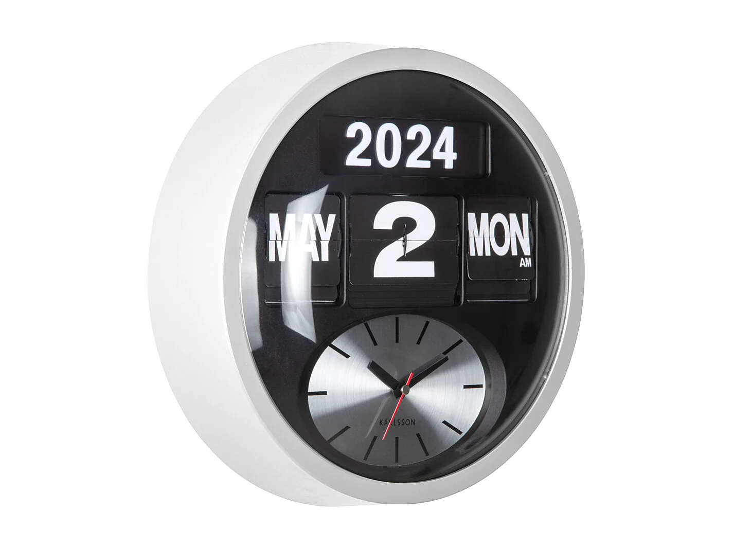 Horloge murale ronde Flip - Blanc - Ø32,6 cm