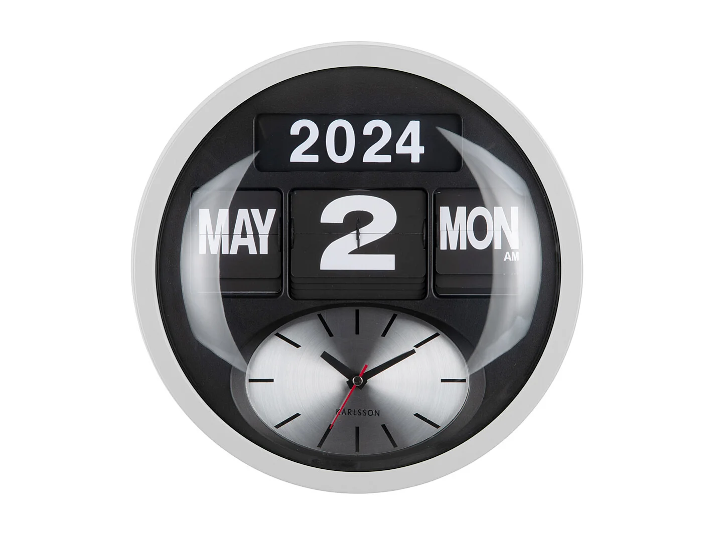 Horloge murale ronde Flip - Blanc - Ø32,6 cm