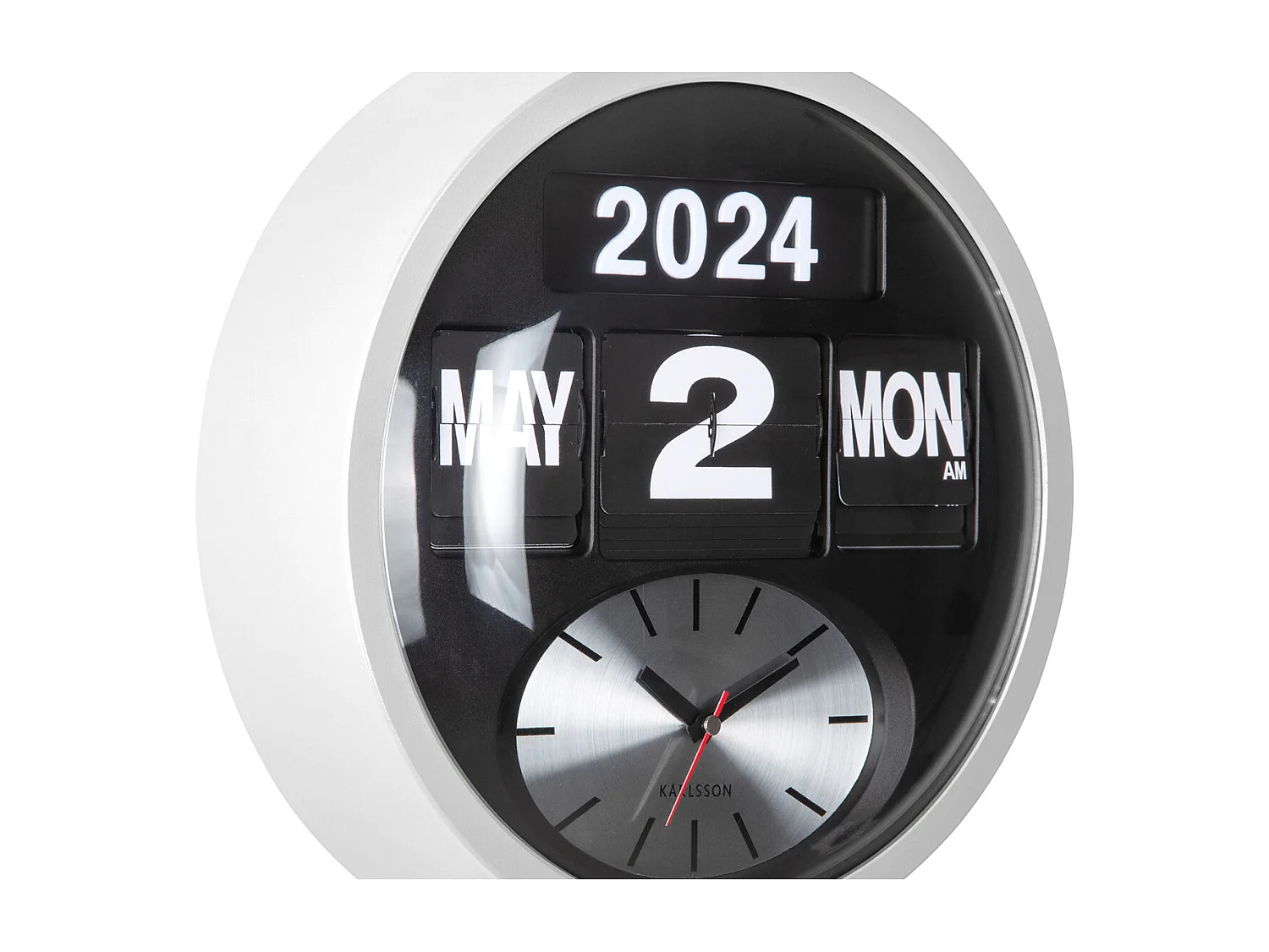 Horloge murale ronde Flip - Blanc - Ø32,6 cm