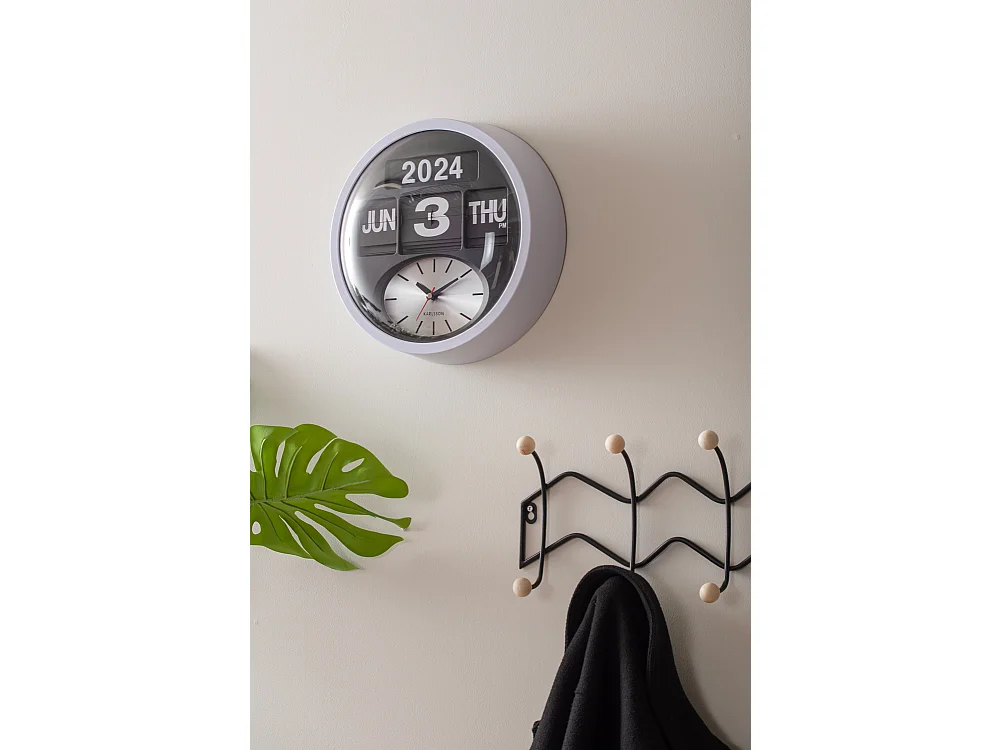 Horloge murale ronde Flip - Blanc - Ø32,6 cm