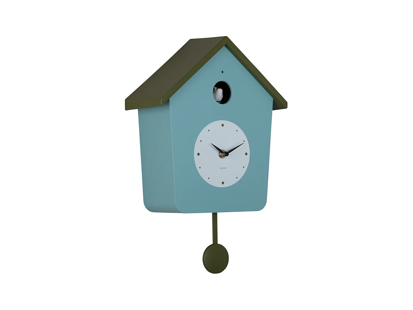 Horloge murale Cuckoo Light - Bleu brumeux et vert armée