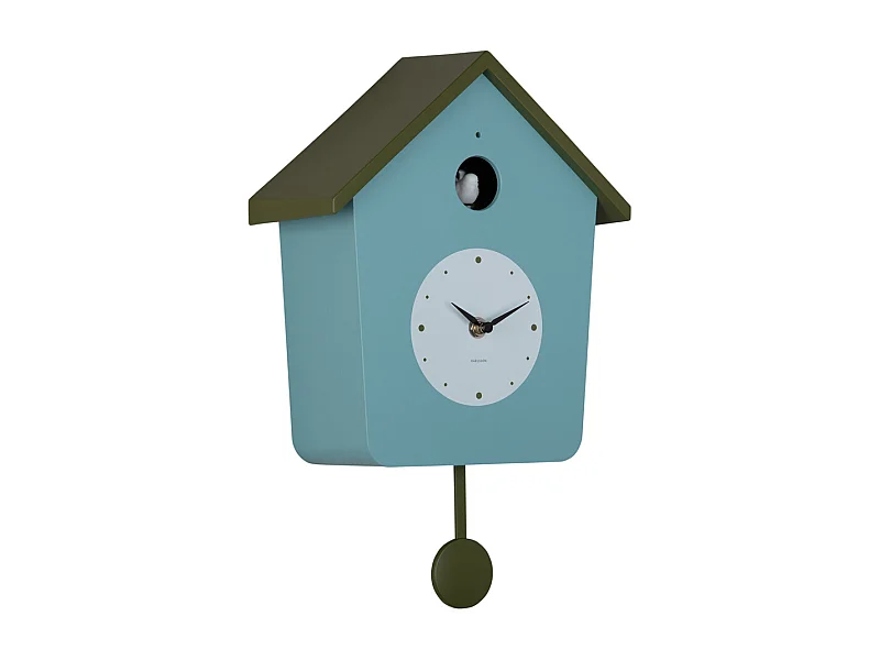 Horloge murale Cuckoo Light - Bleu brumeux et vert armée