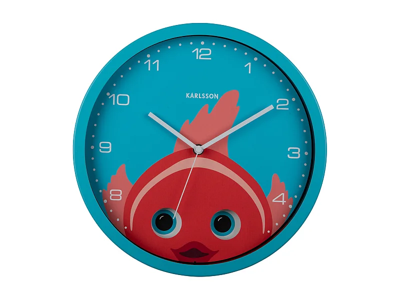 Horloge murale Peekaboo Goldfish - Bleu clair - Ø30,8 cm