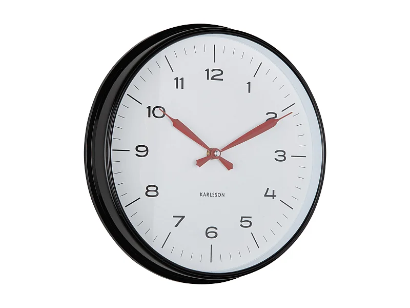 Horloge murale Modern Factory - Noir et rouge vif - Ø30cm