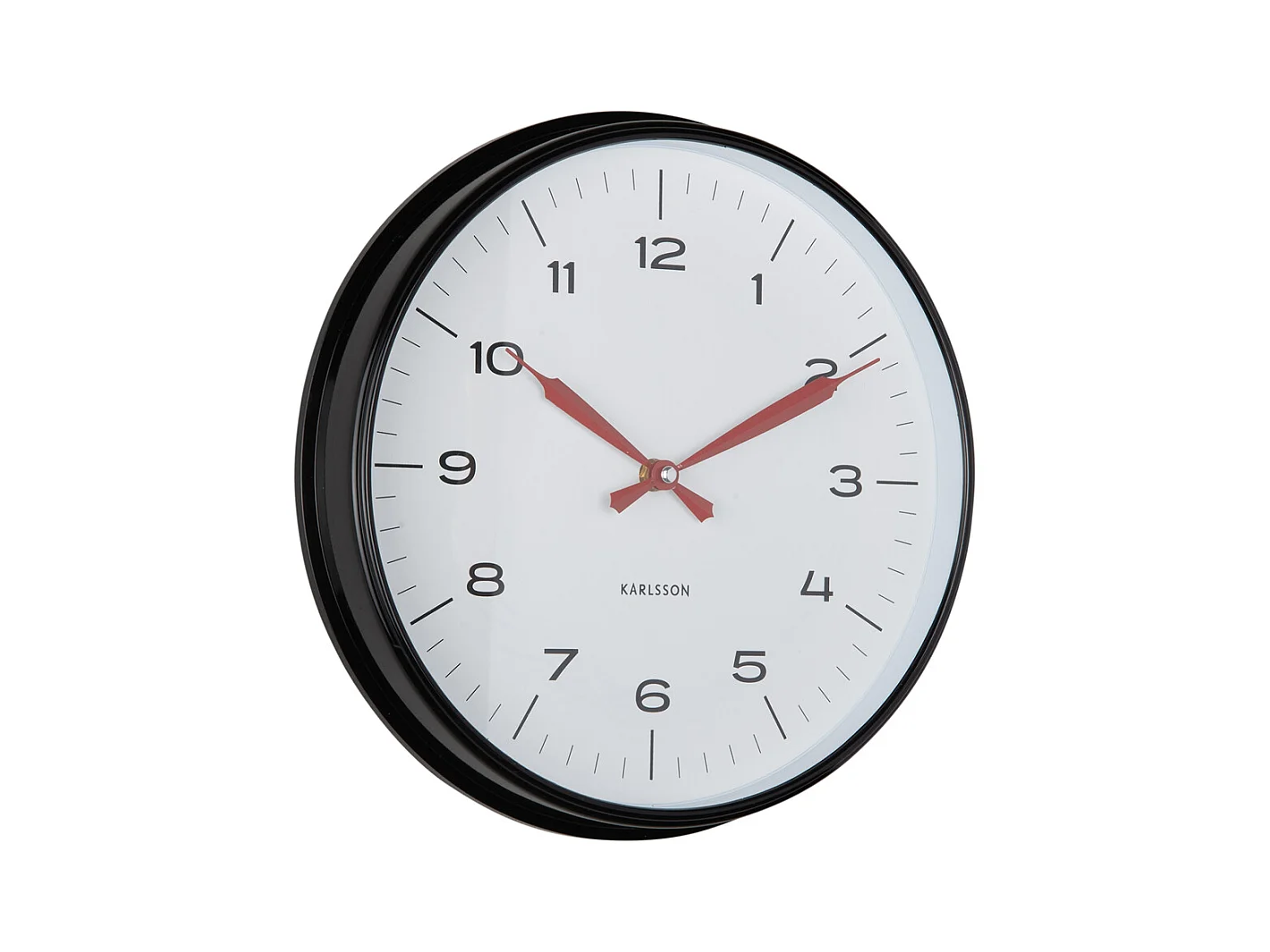Horloge murale Modern Factory - Noir et rouge vif - Ø30cm