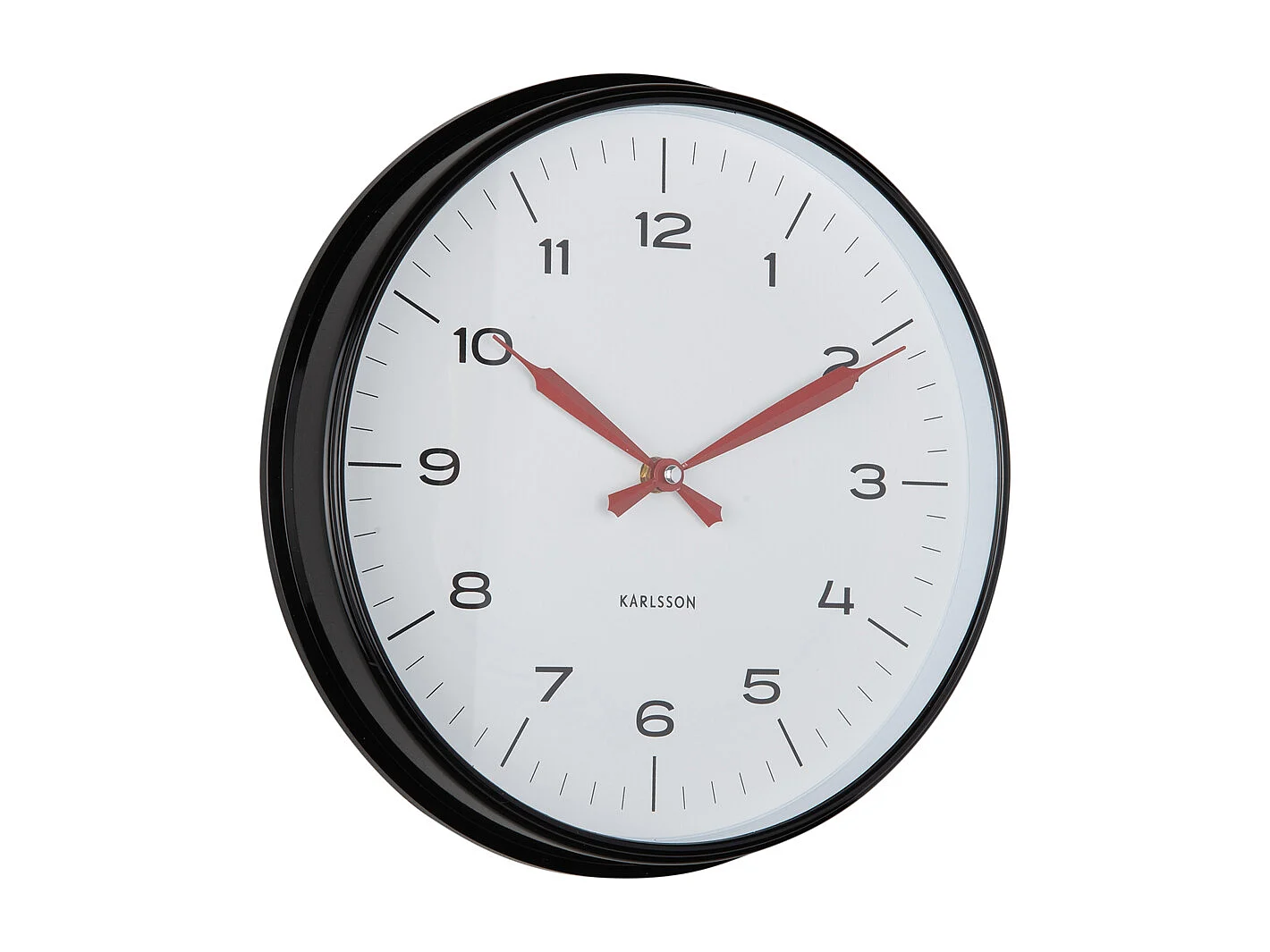 Horloge murale Modern Factory - Noir et rouge vif - Ø30cm