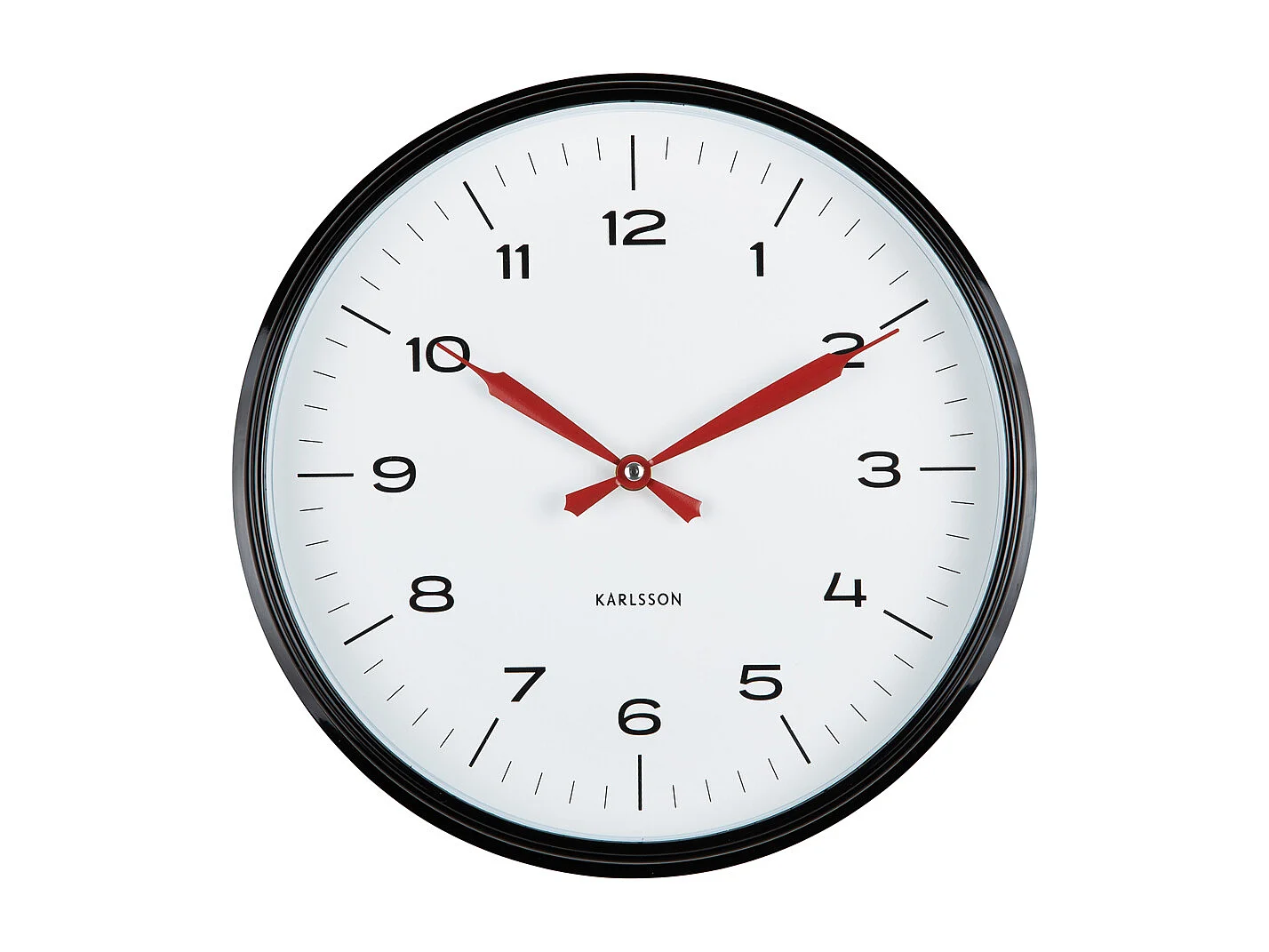 Horloge murale Modern Factory - Noir et rouge vif - Ø30cm