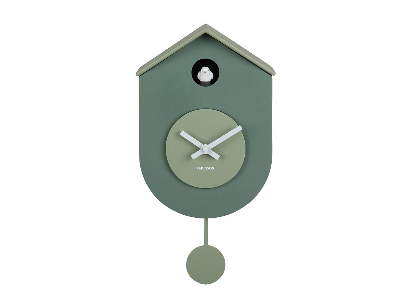 Horloge murale Grato Cuckoo - Vert jungle et jade grisé