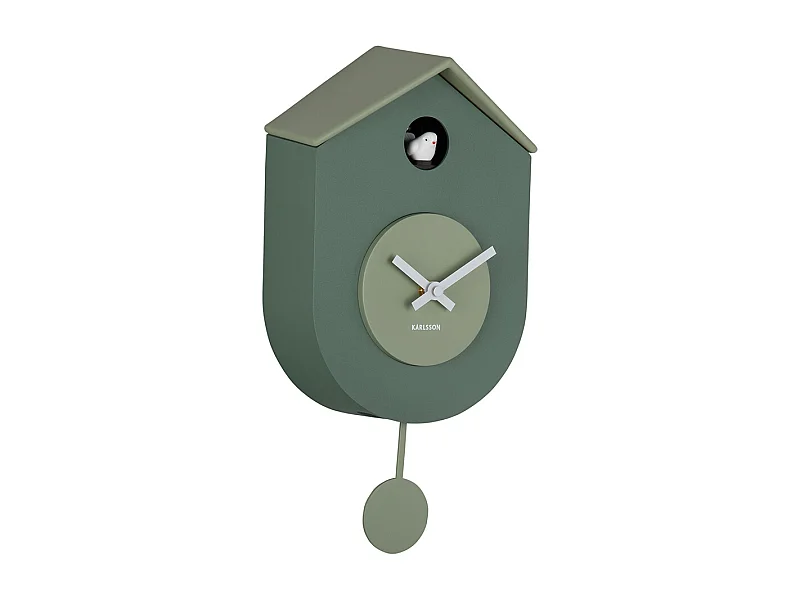 Horloge murale Grato Cuckoo - Vert jungle et jade grisé