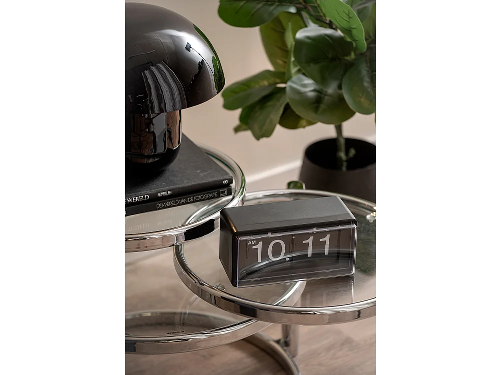 Reloj de pared/mesa retro con tapa abatible - Negro