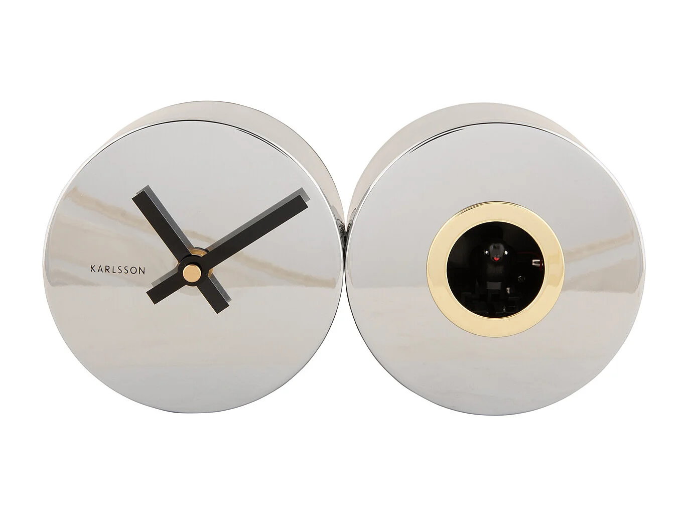 Horloge murale Duo Cuckoo Plated - Chromée