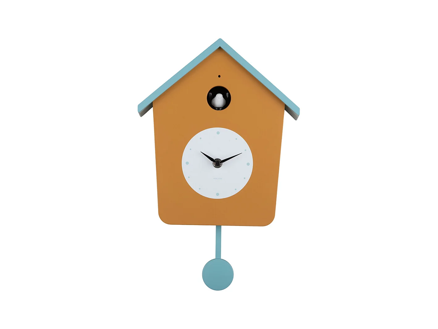 Horloge murale Cuckoo Light - Jaune ocre et bleu brumeux