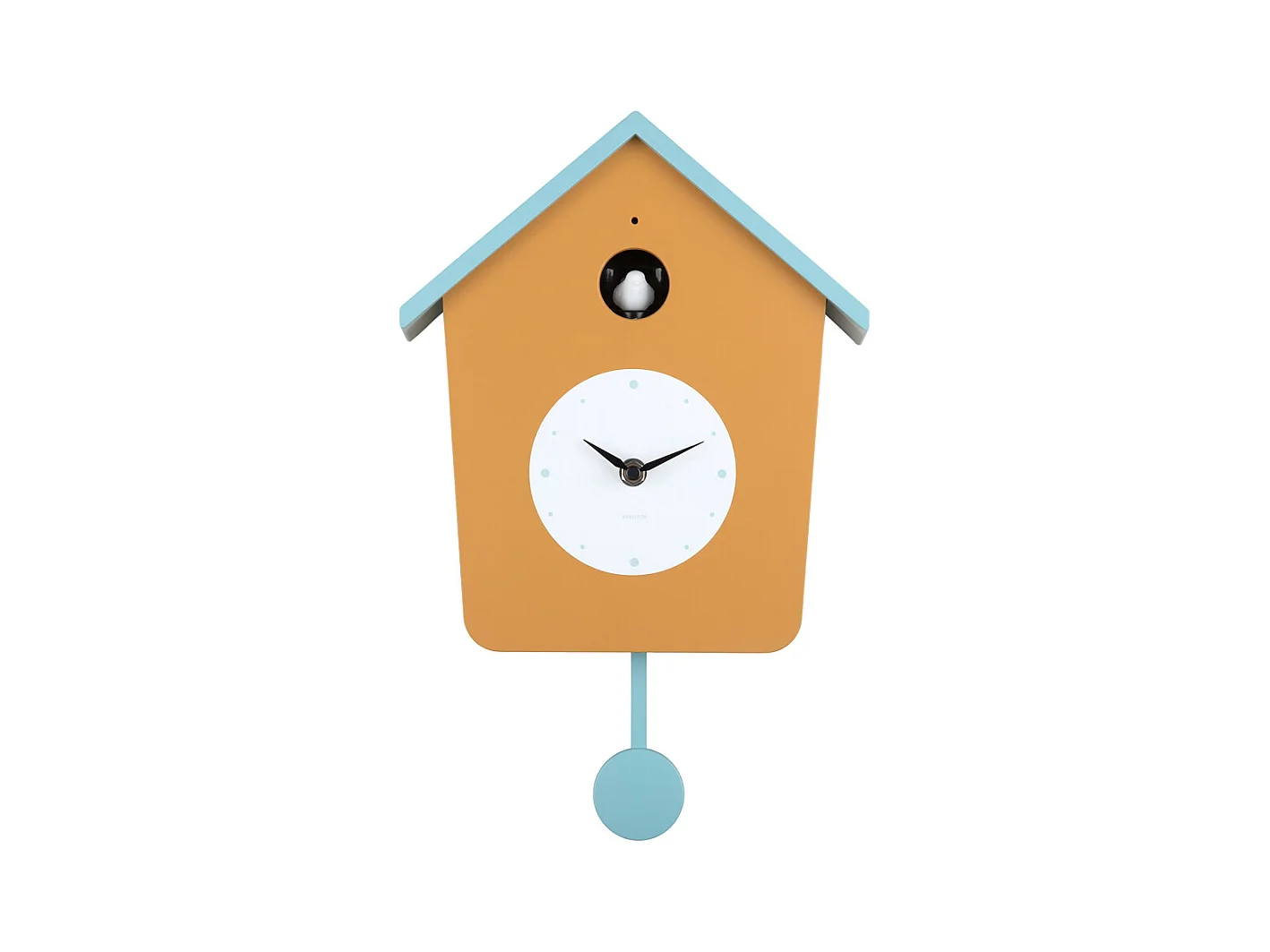 Horloge murale Cuckoo Light - Jaune ocre et bleu brumeux