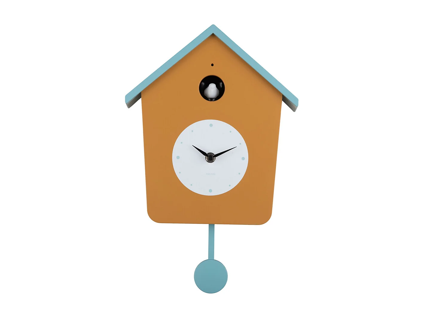 Reloj de pared Cuckoo Light - Amarillo ocre y azul brumoso