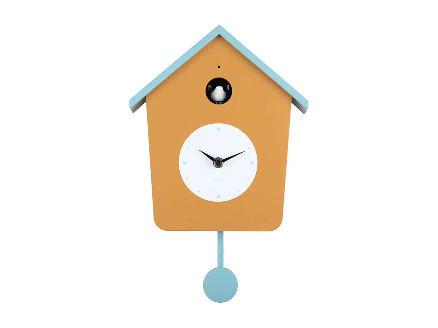 Reloj de pared Cuckoo Light - Amarillo ocre y azul brumoso