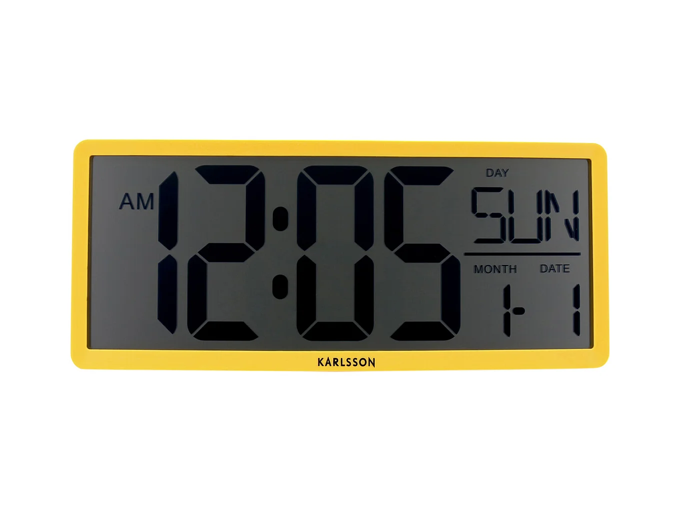 Horloge murale/de table rétro LCD - Jaune vif