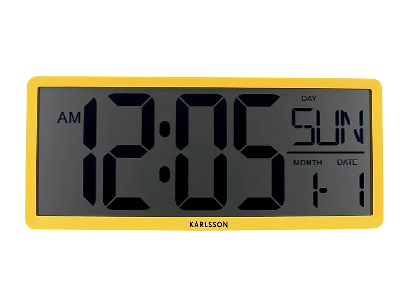Horloge murale/de table rétro LCD - Jaune vif