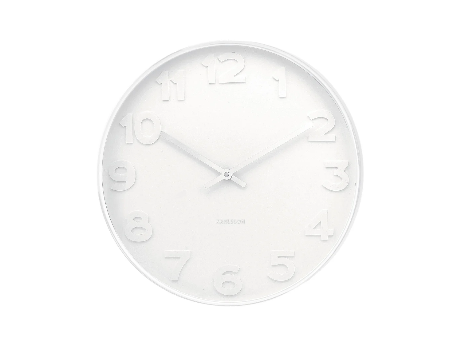 Wanduhr Mr. White Numbers Groß - Weiß - Ø51cm
