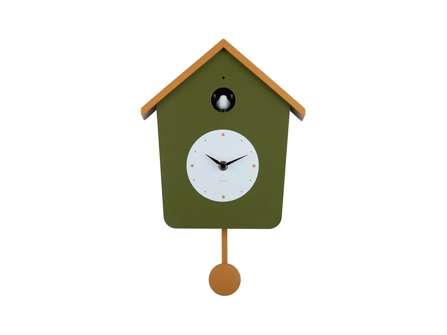 Horloge murale Cuckoo Light - Vert armée et jaune ocre