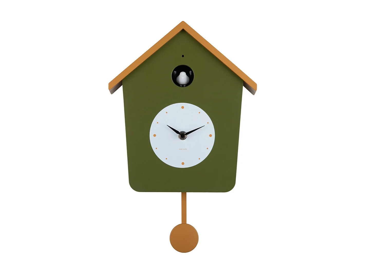 Horloge murale Cuckoo Light - Vert armée et jaune ocre