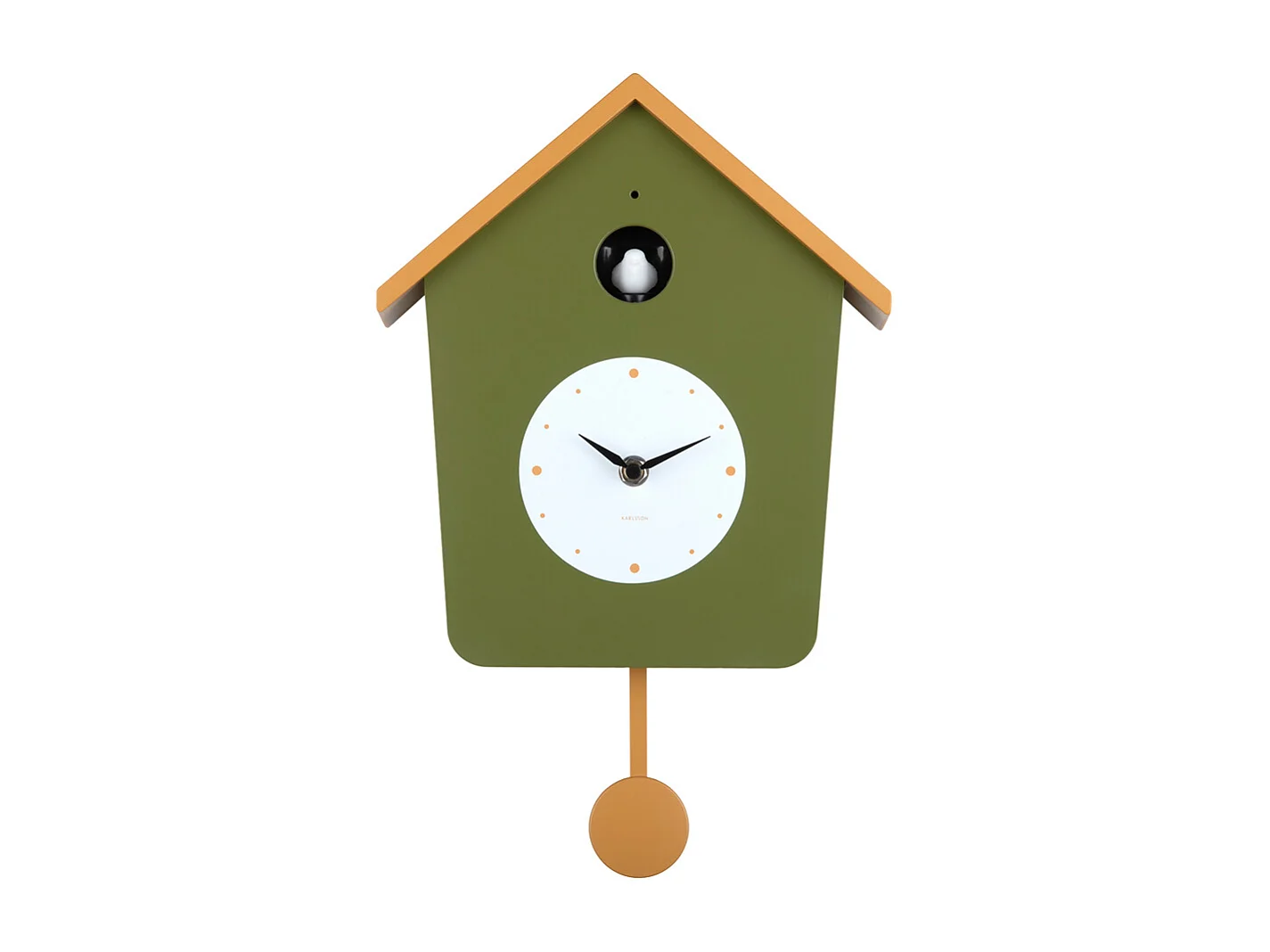 Horloge murale Cuckoo Light - Vert armée et jaune ocre