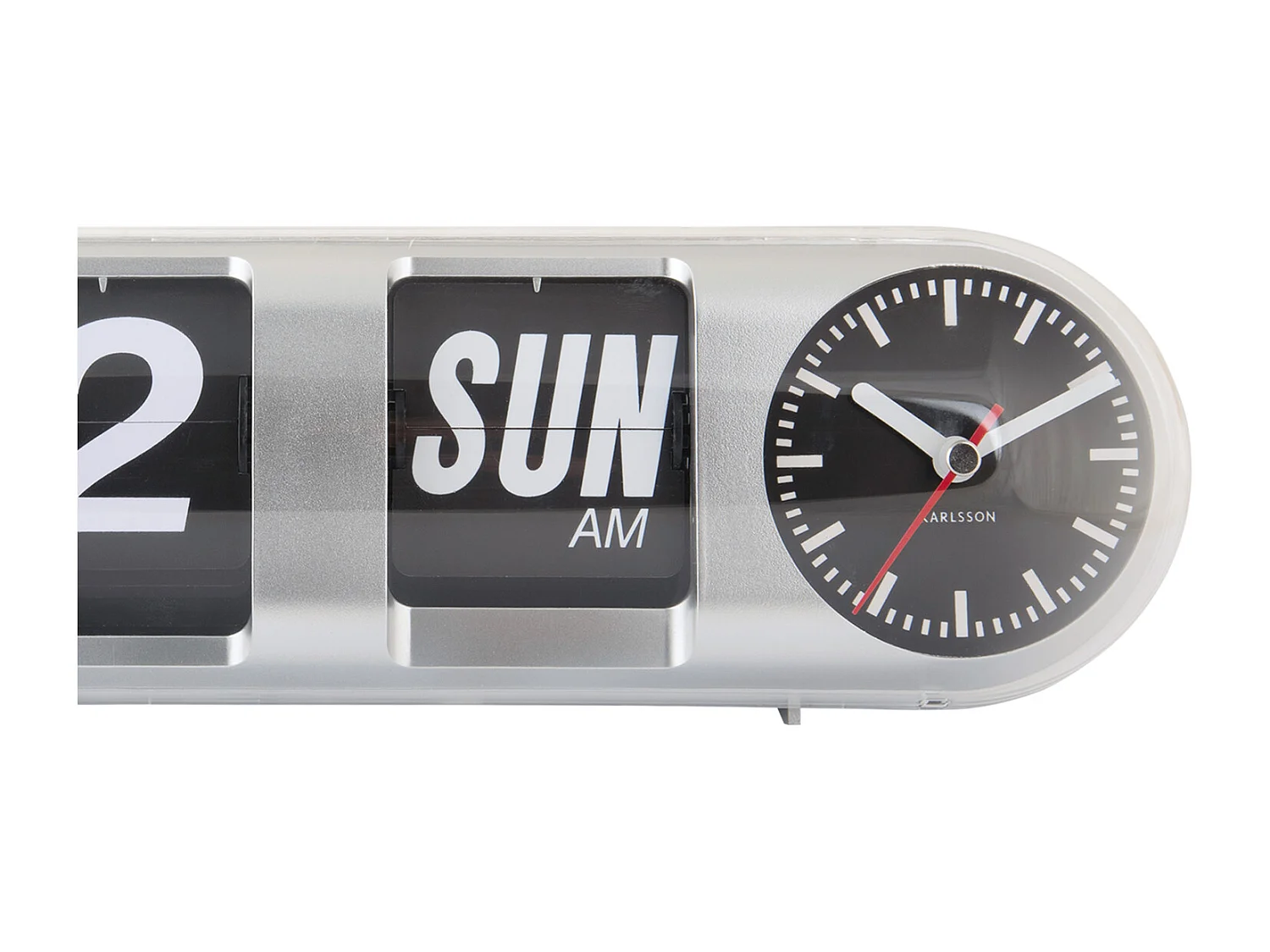 Wandklok Tube Flip - Zilver