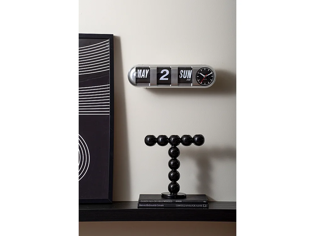 Wandklok Tube Flip - Zilver