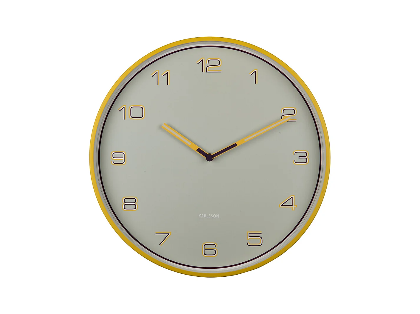 Horloge murale à chiffres lignés - Jaune vif - Ø 40 cm