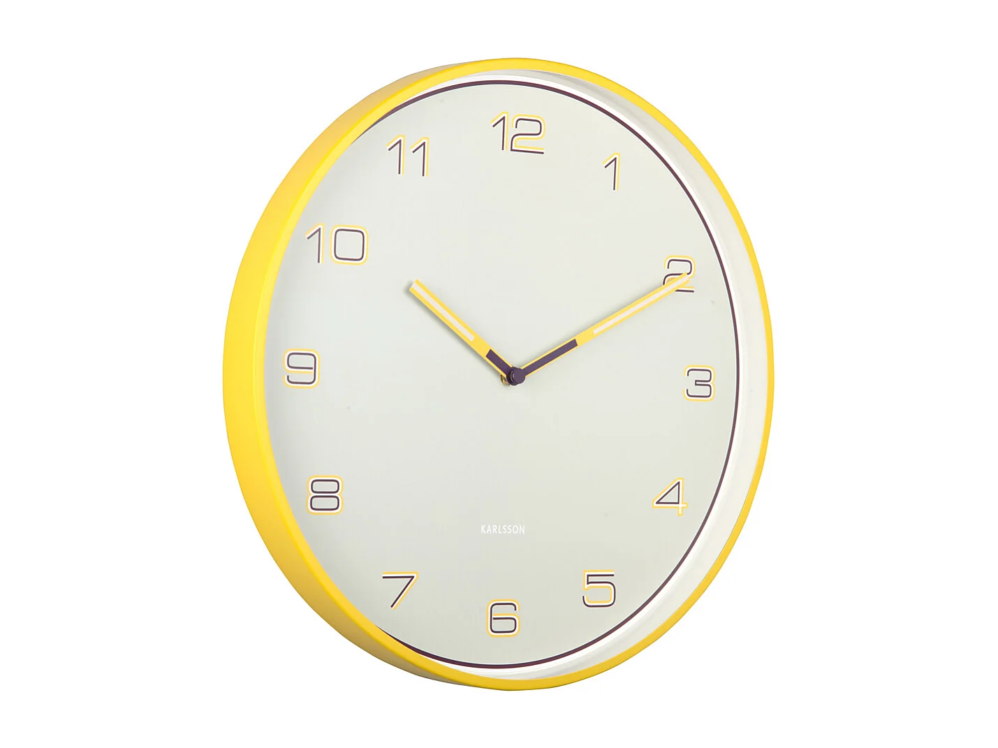 Horloge murale à chiffres lignés - Jaune vif - Ø 40 cm