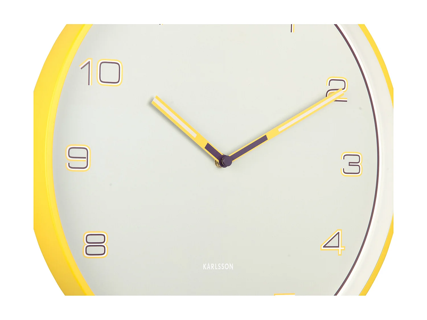 Horloge murale à chiffres lignés - Jaune vif - Ø 40 cm