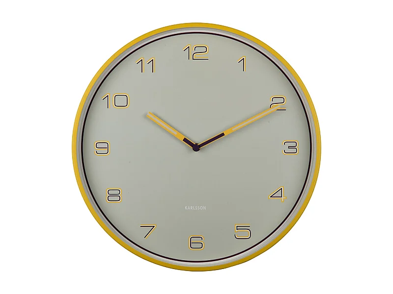 Wandklok Lined Numbers - Heldergeel- Ø40cm